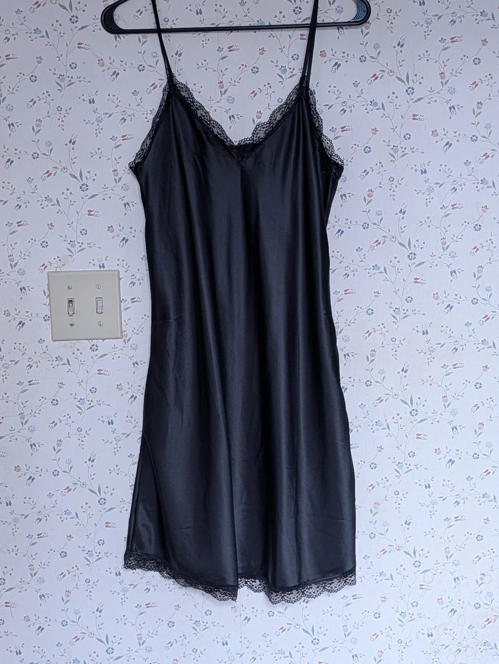 Black Lace Slip Dress Large Night Out Layer Piece Event Feminine Delicate